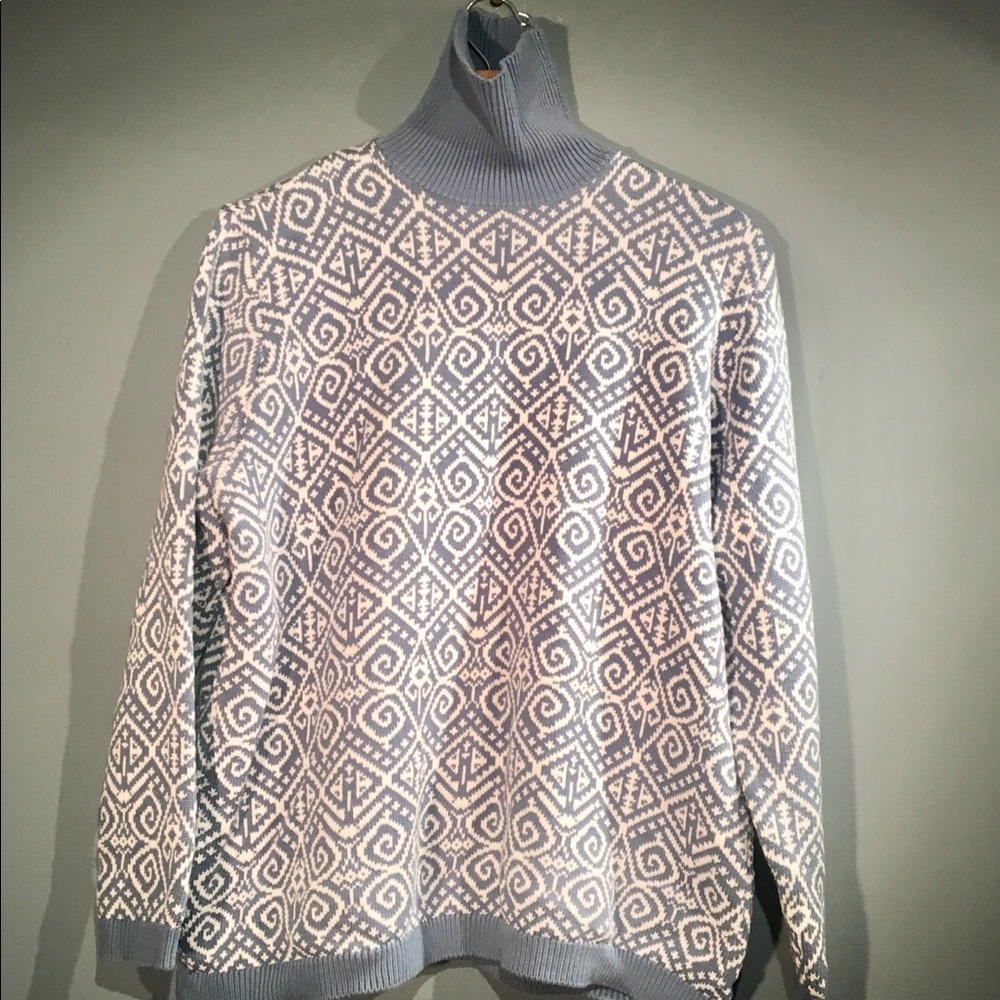 Lands End Boho Turtleneck Sweater Ash Blue